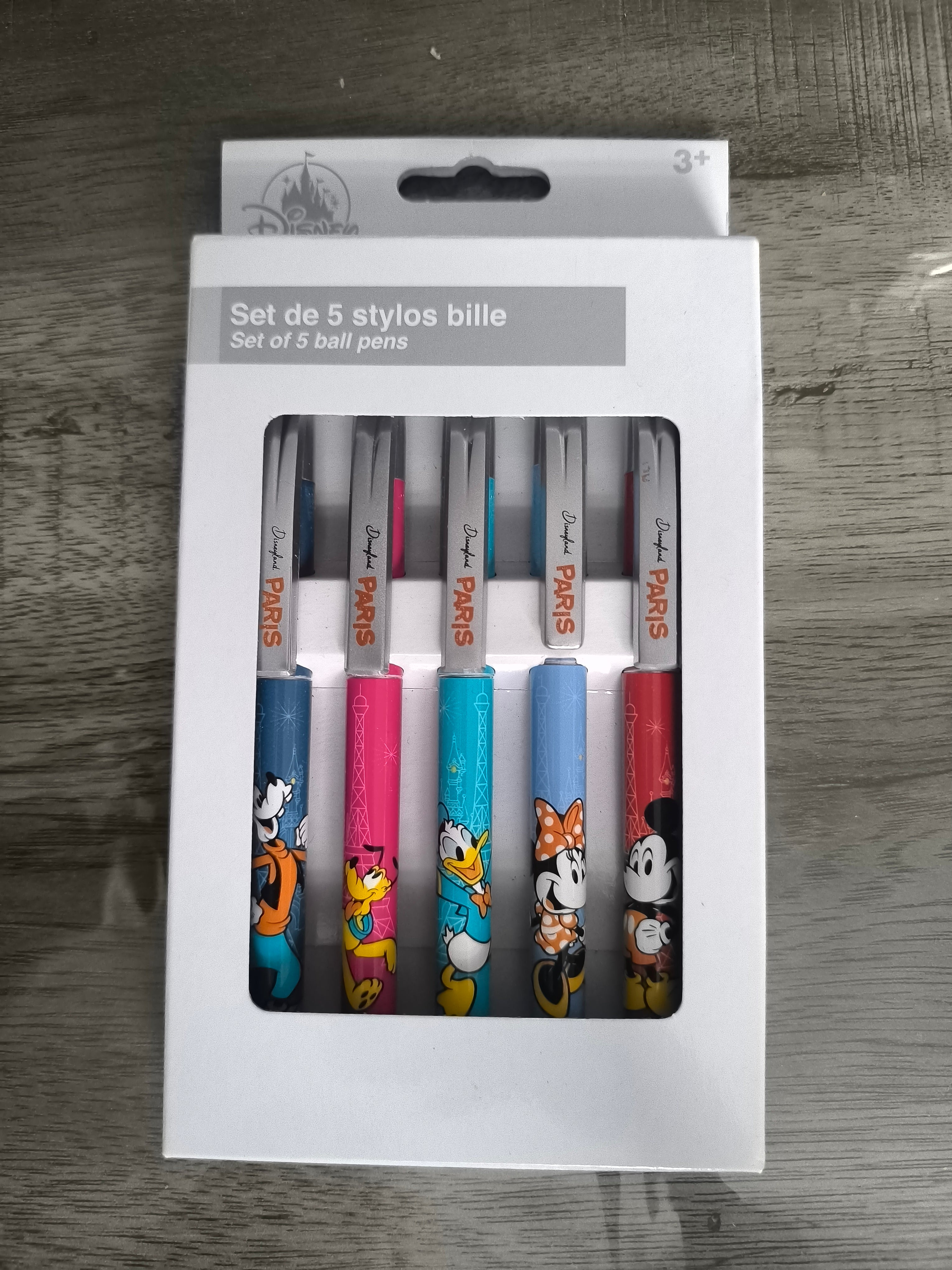 Lot de 5 stylos Mickey et ses amis spécial Paris
